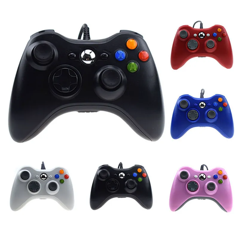 5 kolorów w magazynie USB przewodowe kontrolery do gier Gamepad Joystick Pad do grania podwójny kontroler wstrząsów silnika na PC/Microsoft Xbox 360