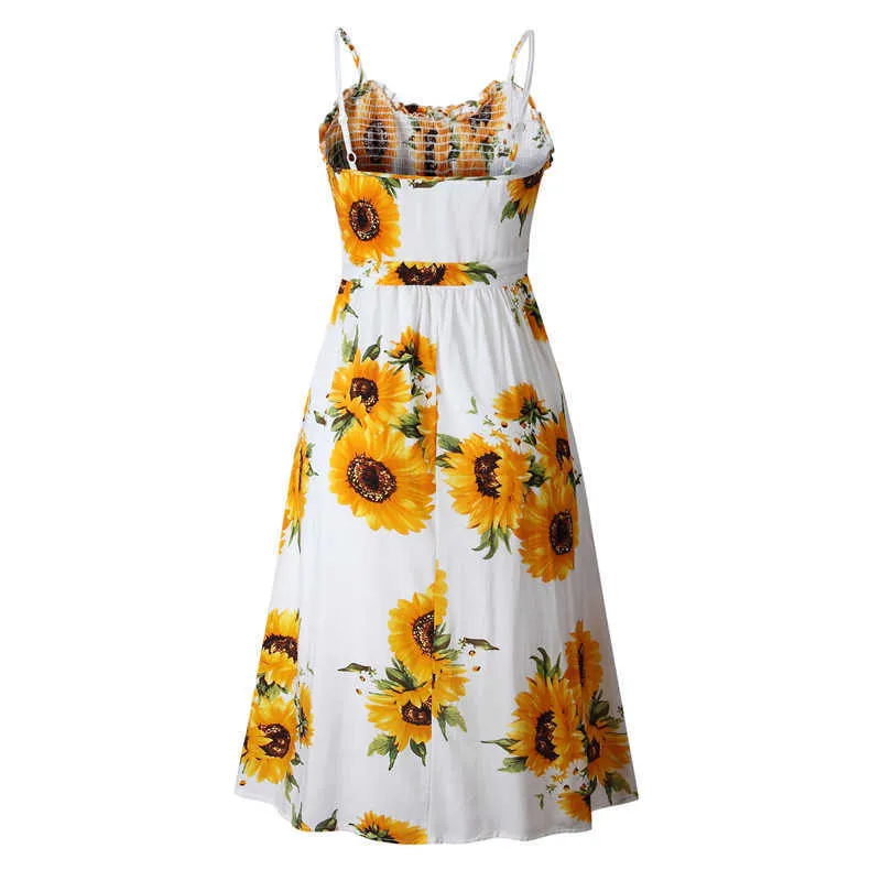 Leviortin Designer Sunflower Dress Beach 2019 Summer Button Down Dress for Women Elastic Chest Strapless Print Flower Dress (5)