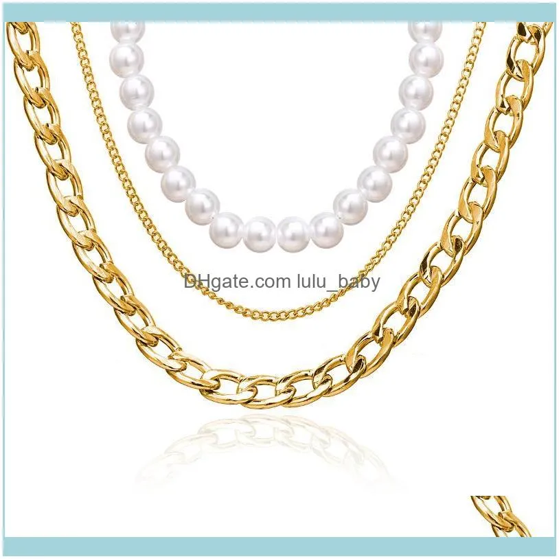 Chains Europe And America Fashion Multi-layer Necklaces For Women Pearl Clavicle Chain Bohemian Gold Choker Trendy 2021 Jewelry