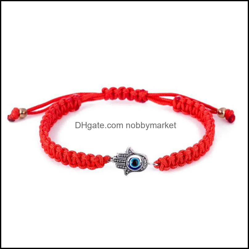 Fatima Hand Hamsa Evil Eye charm bracelets Red Braided String Rope chains Bangle For Women & Men Fashion DIY handmade Jewelry