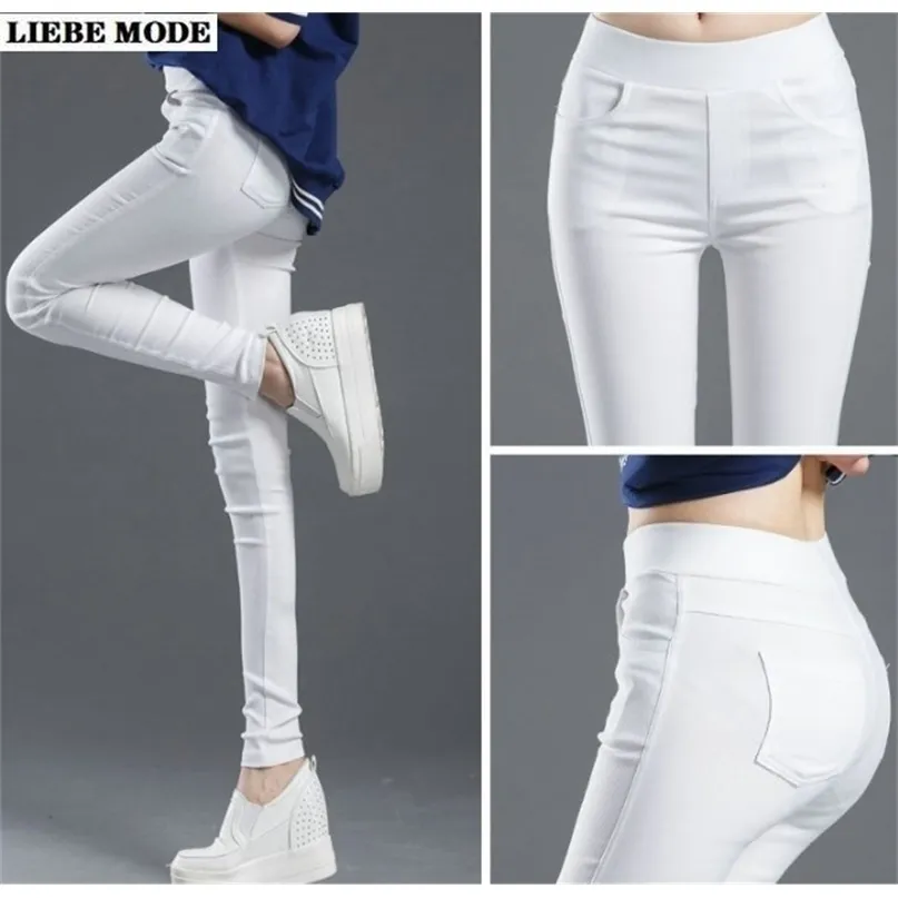 Femmes élastiques taille haute poches Legging pour femmes maigre Leggins Femme noir blanc pantalons de Mujer pantalon crayon décontracté 211115