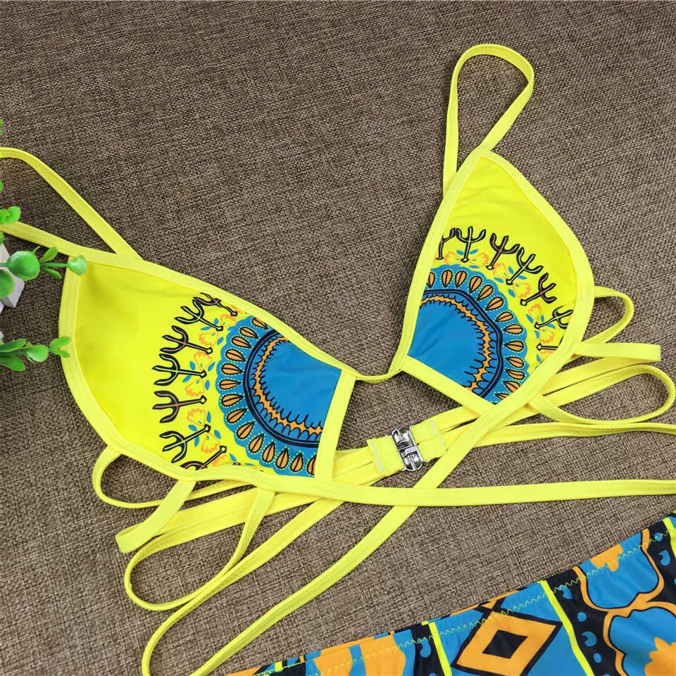 Sexy Tribal Print High Waist High Waisted Cheeky Bikini For Women Yellow  Beach Swimwear With Small Chests By ZPDWT 210629 From Mu01, $10.58