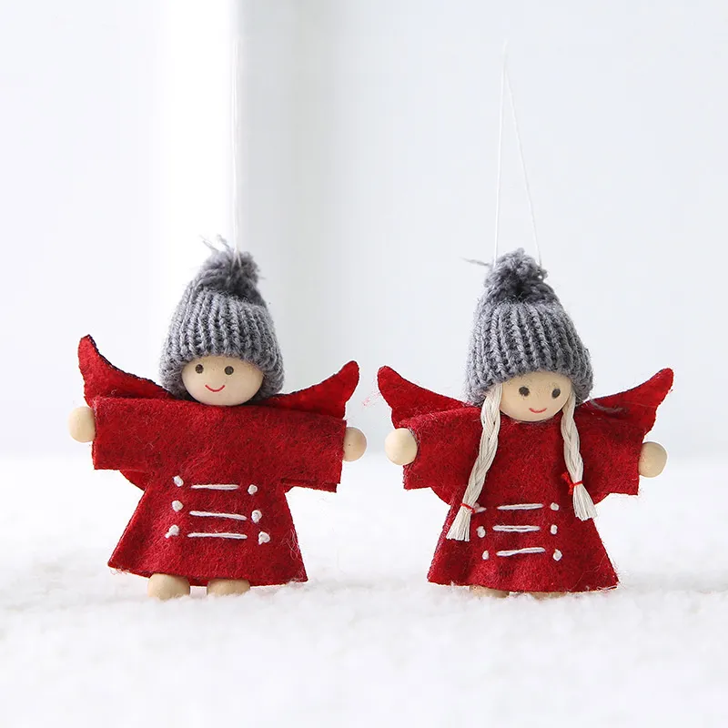 Couples Christmas Decoration Knitted Wool Felt Lovers Pendants Xmas Tree Hanging Dolls Indoor New Year Decorations