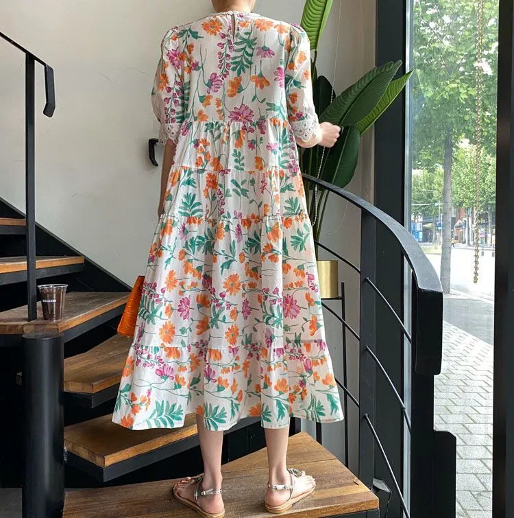 slim fit dress slacks Boho High Waist Lace Cover Up Maxi Dress White / One Size main image 1
