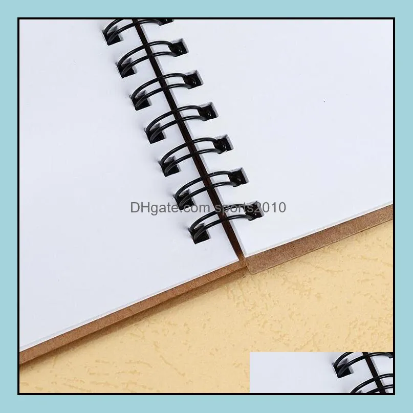 Wholesale- Kraft Coil Sketch Sketchbooks Blank Notebook Creative Notebook School Stationery Hard Copybook Free Shipping LX2400