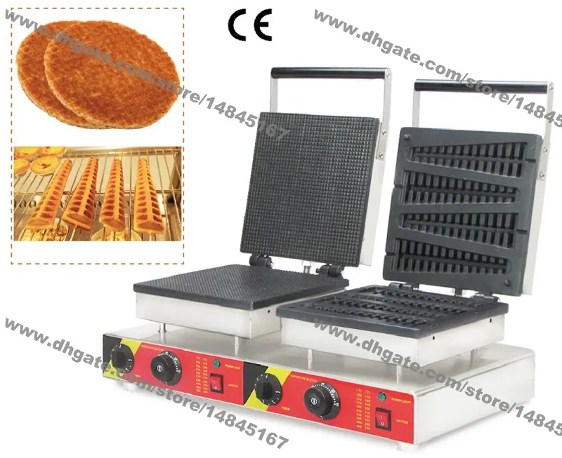 Gewerbliche Nutzung, antihaftbeschichtet, 110 V, 220 V, elektrische niederländische Stroopwafel-Syrop-Waffeleisen-Lolly-Waffelbäcker-Eisenmaschine