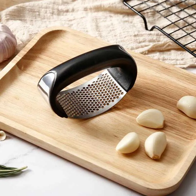 Portable Stainless Steel Garlic Press Garlic Chooper Hand Garlic Press Garlics Grinder Grater Cutter Slicer Kitchen Gadget LX4068