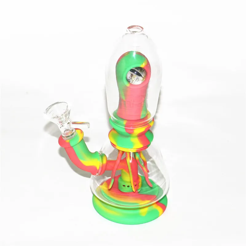 hookahs Glass bong Smoking water pipes 7.8" Cool Monster solo eye alien Tobacco Silicone Pipe bongs via DHL