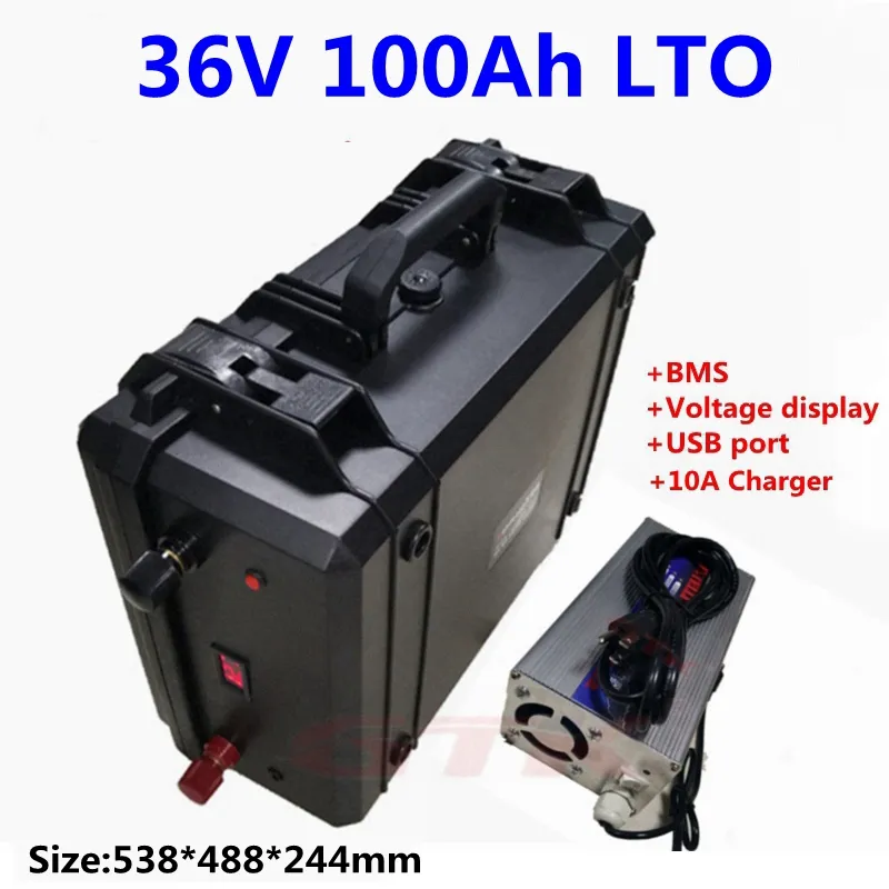 20000 cycles LTO 36V 100Ah 80Ah 60Ah Lithium Titanate batterie avec BMS alimentation de secours moto bateau machine + chargeur 10A