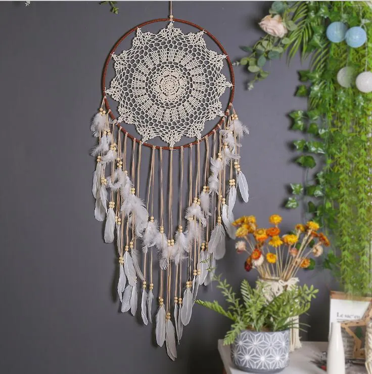 Boho Dream Catcher para quarto artesanato artesanal flores flores sonhos coletores para meninas crianças berçário decoração de parede festival presente de natal