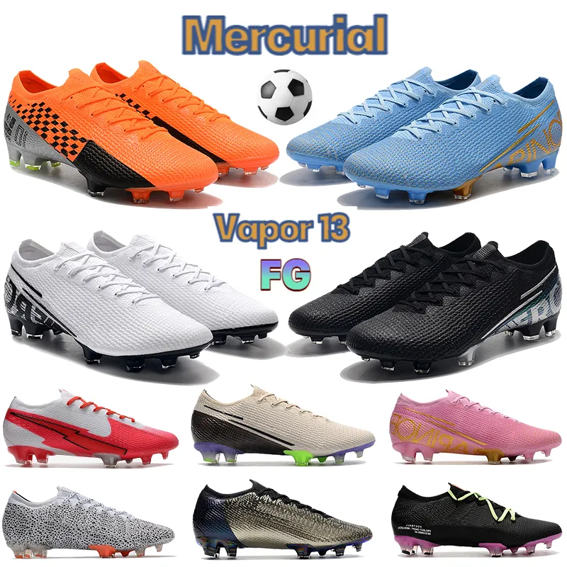 2022 Novo Mercurial Vapor 13 Elite SE FG Homens Sapatos de Futebol Cleaves Triple Preto Branco Brilhante Azul Gold Vermelho Safari Chosen 2 Sapatilhas de Designer de Futebol de Luxo