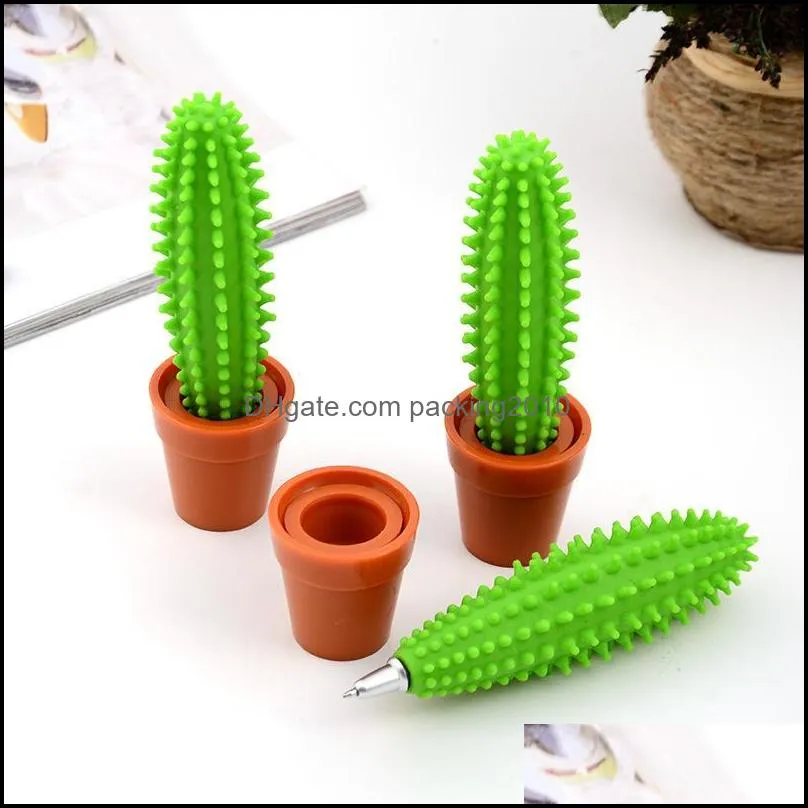 Novelty Cactus Shape Ballpoint Pen Creative Stationery Cute Cartoon Potted Plant Office Student Pens