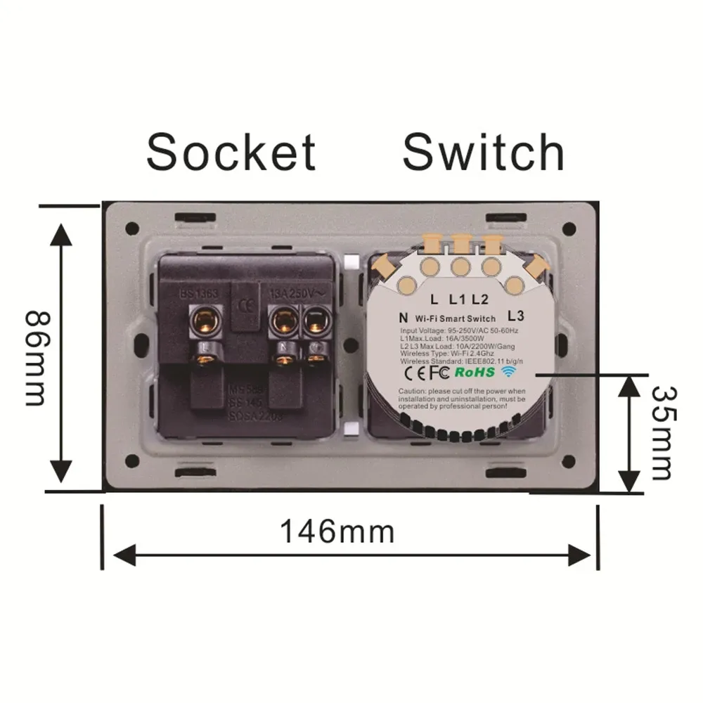 Wifi Smart Light Switch Wireless Interruptor Wall Outlets Universal Electrical Plug Sockets USB Remote Control Alexa Google Home