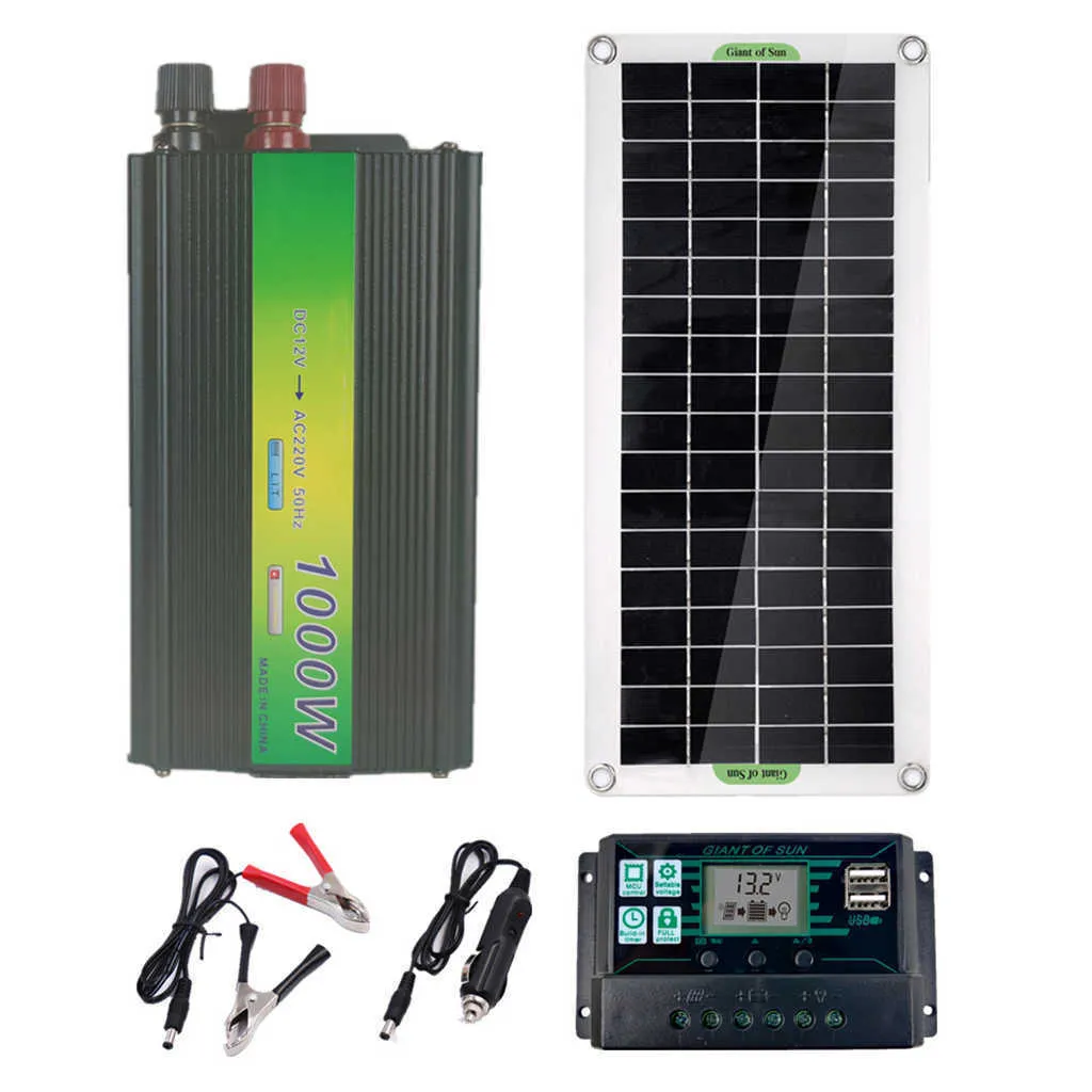 30W RV Boat Solar Panels Kit with Charge Controller Solar Inverter for Home Boat 60A 100A Portable Power Generator