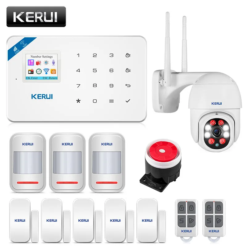 Kerui W18 الصفحة الرئيسية الأمن السكنية استشعار الحركة التطبيق التحكم الذكية GSM WIFI نظام إنذار ضد السرقة