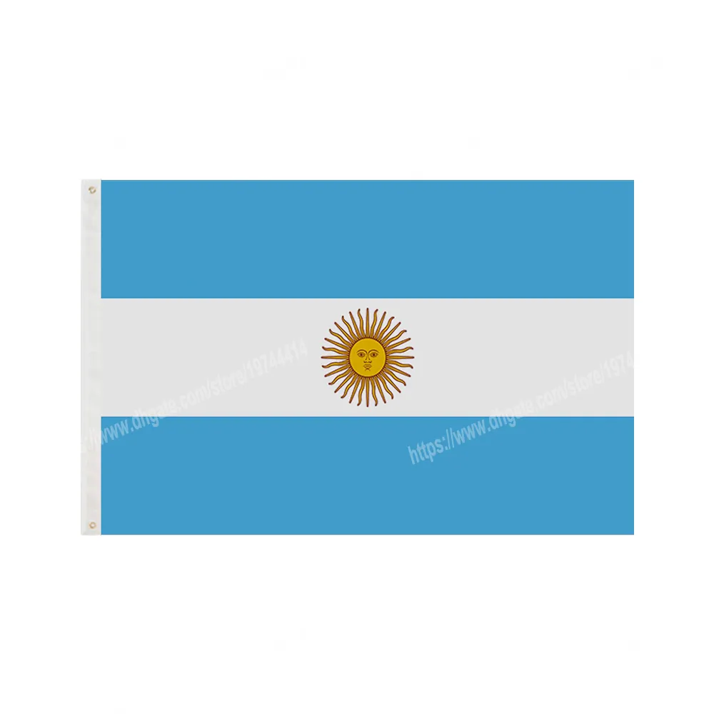 Drapeaux argentins Bannière nationale en polyester volant 90 * 150cm 3 * 5ft Partout dans le monde L'extérieur peut être personnalisé