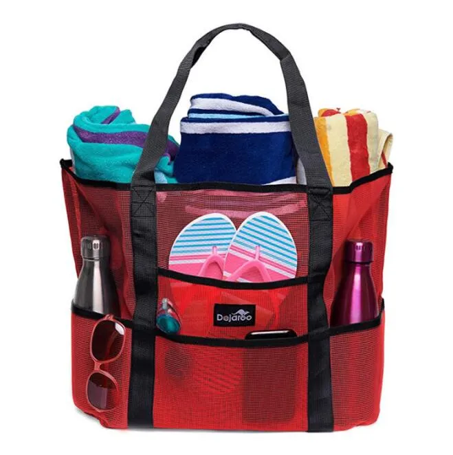 Handbag Swimming Beach Bags Grid Mesh Storage Bag Outdoor Sports Travel Handbags High-capacity Pouch Summer Tote wmq1119