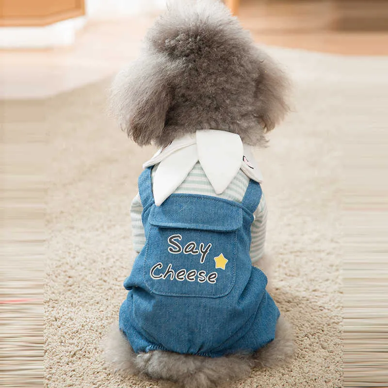 デニムドレスストライプニットコートジャンプスーツペットジーンズスカート小さな犬の子犬猫服チワワテディ誕生日服
