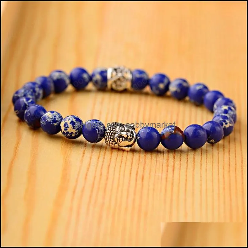 Ethnic Buddhism Yoga Balance Bracelet Men Vintage Blue Imperial Stone Beads Bracelets For Women Jewelry