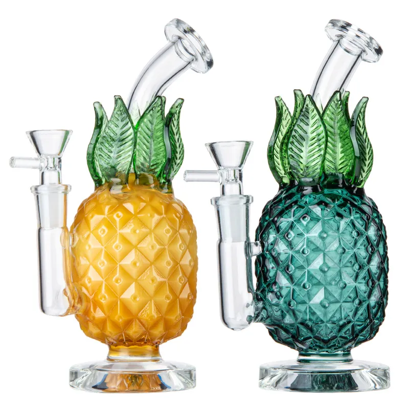 GCC Groothandel Ananas Bong Waterpijpen 7 Inch Rechte Buis Dikke Glazen Waterpijpen Recycler Heady Dab Olieplatforms Bubbler Waterleidingen Met De Kom WP2194