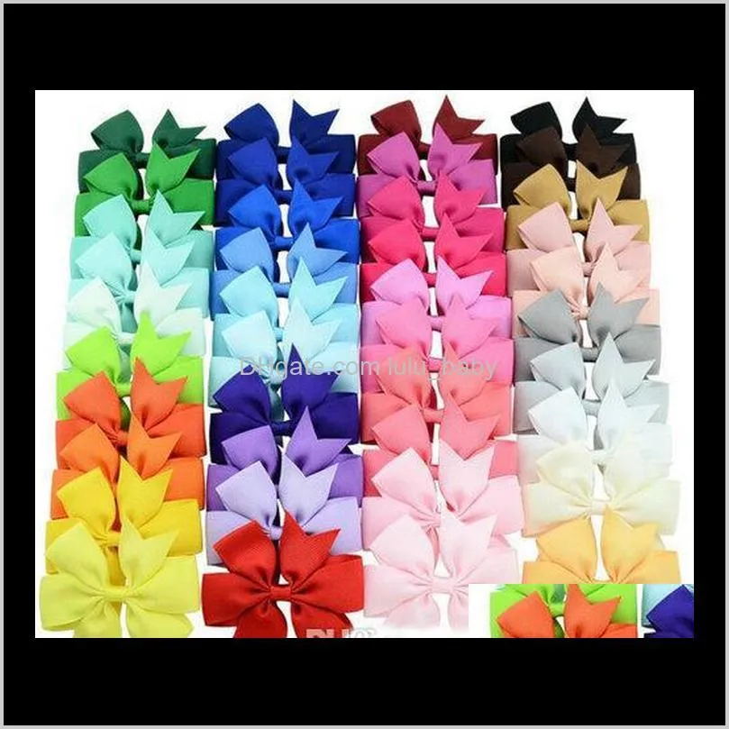 40 colors candy cute design grosgrain ribbon hair bows hair pin for kids girls children baby barrettes party birthday gift hair