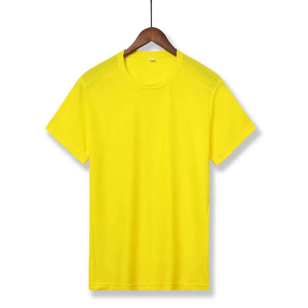 Maillots de course jaunes séchage rapide respirant Fitness t-shirt vêtements d'entraînement gymnase maillot de football sport dessus de chemise