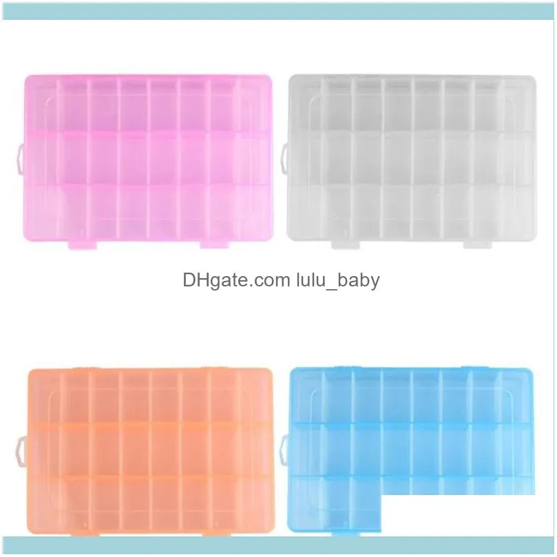 Adjustable 24 Compartment Plastic Storage Box Jewelry Earring Case