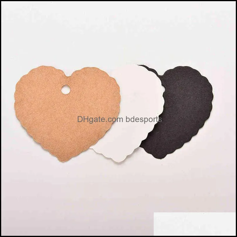 100 Pcs/lot Heart shape Kraft Paper Hang Tags Wedding Party Favor Label Price Gift Card 5.8cm x 5.5cm Y1230