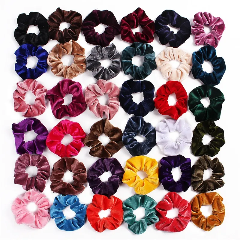 Women's Velvet Hair Scrunchies Tie Accessories Ponytail Holder Scrunchy Hair bands velour Hair loop Pleuche Headwear 50pcs FJ3362 158 Z2