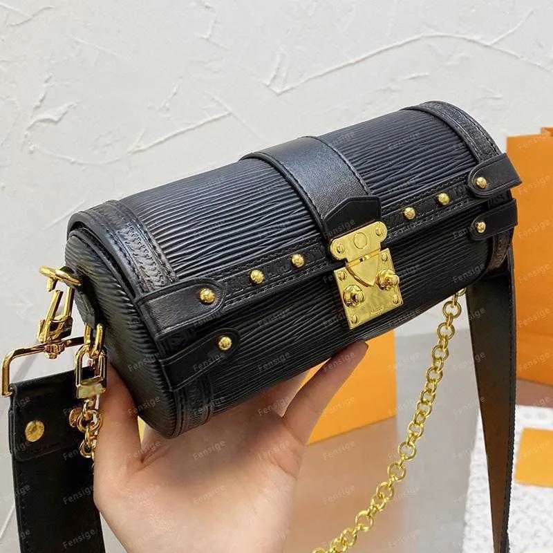 Papillon Trunk Designer Leather Cylinder bags M57835 Summer fashion trends Detachable strap Clutch Gold Chains two Straps Mini Cross Body Bag with Purse 19cm
