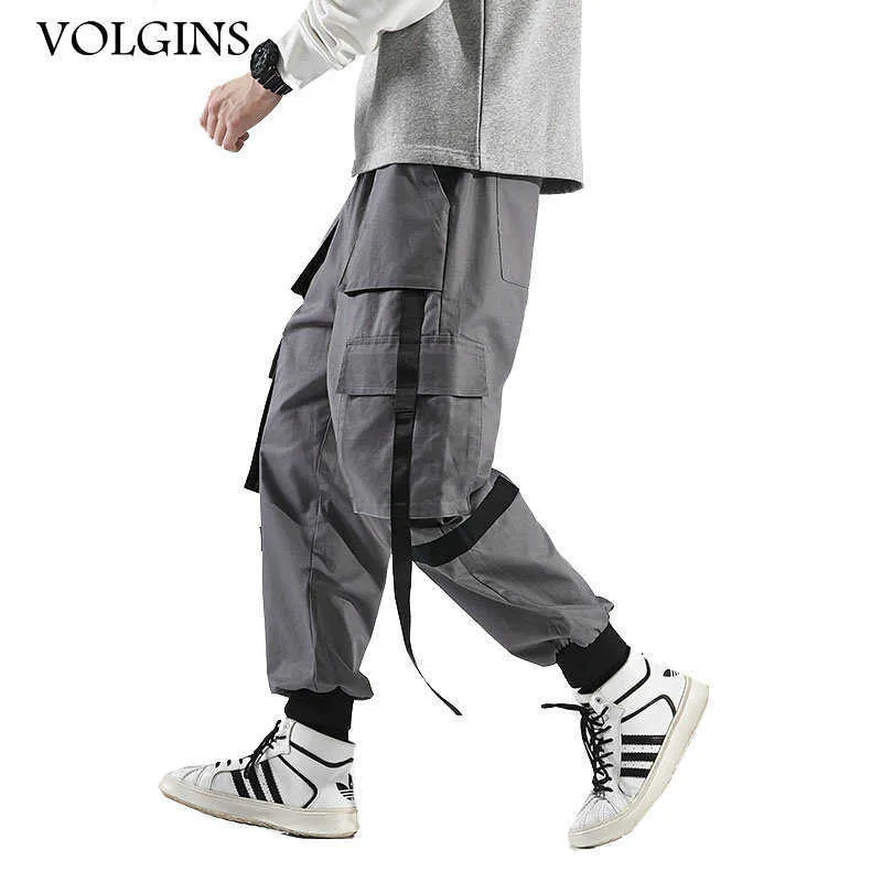 Streetwear Men Heup Cargo Broek Harajuku Joggers Broek Tactische Linten Zakken Hiphop Harembroek Track Broeken Y0927