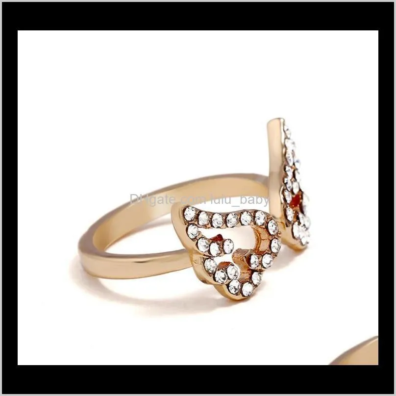 adjustable angel wings ring micro pave zircon gold-color rings for women fashion rings jewelry bague femme female gifts