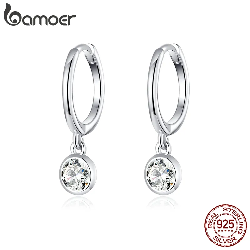 925 Sterling Silver Clear CZ Waterdrop Hoop Earrings for Women Wedding Engagement Statement Luxury Jewelry SCE830