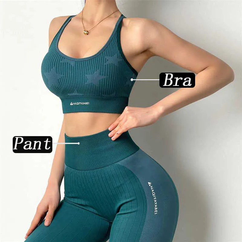 2021 Seamlyoga Set Gym Fitnclothing Dames Yoga Pak Sportswear Vrouwelijke Workout Leggings Top Sport Kleding Trainend Panty's X0629