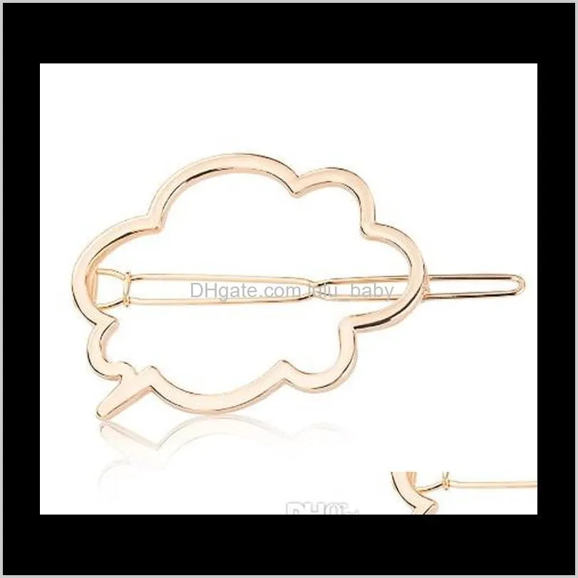 fashion clouds hair pins clamp girls /ladies geometric gold silver cut out metal hairpin hair clip