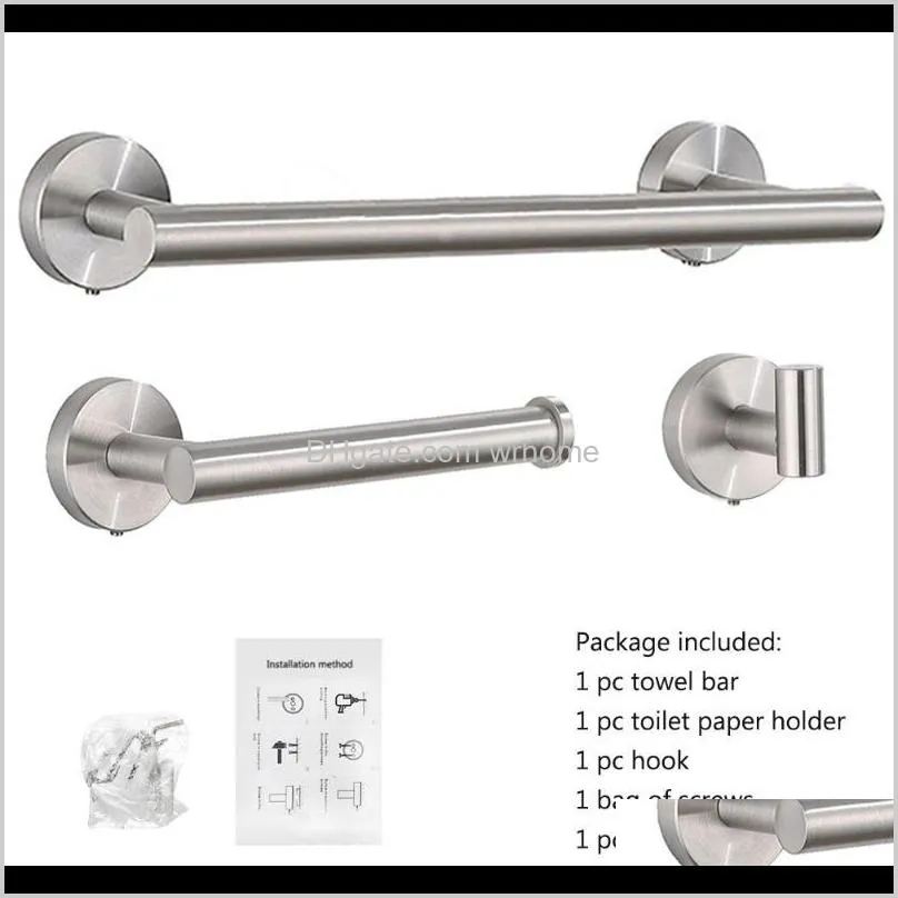 brushed bathroom hardware set stainless steel robe hook multifunction toilet paper holder durable wall mounted easy install