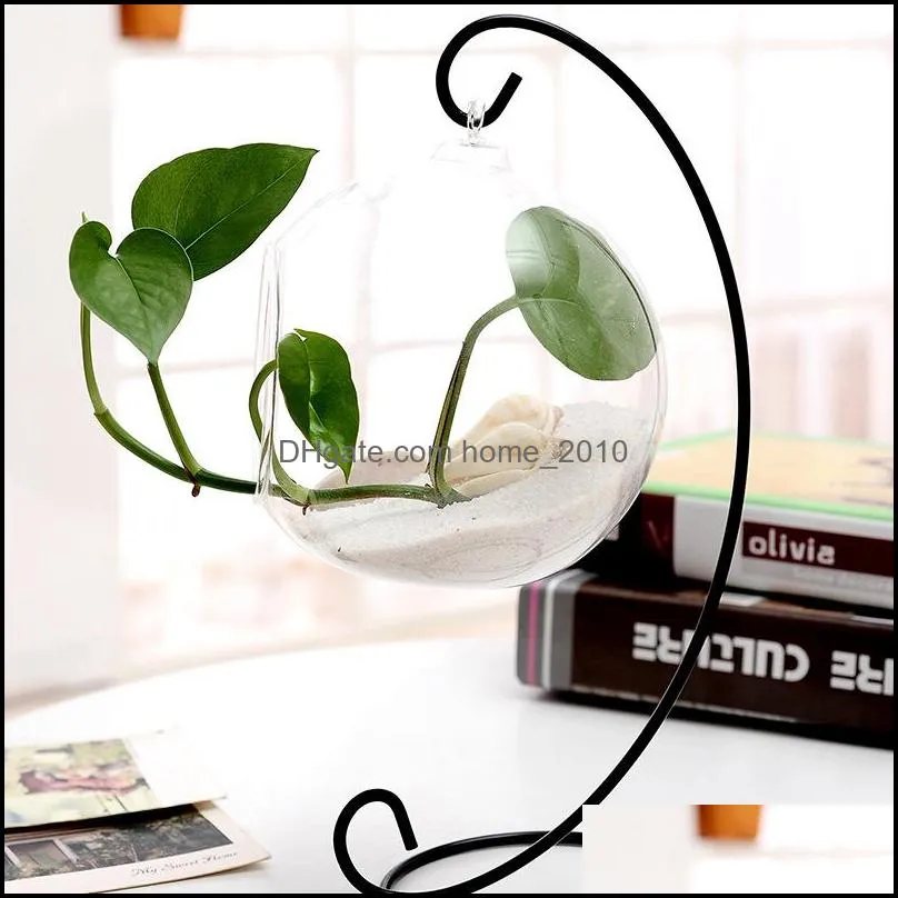 50pcs H23cm Ornament Display Stand Iron Hanging Rack Holder For Hanging Glass Globe Air Plant Terrarium Witch Ball Wedding Home Decor