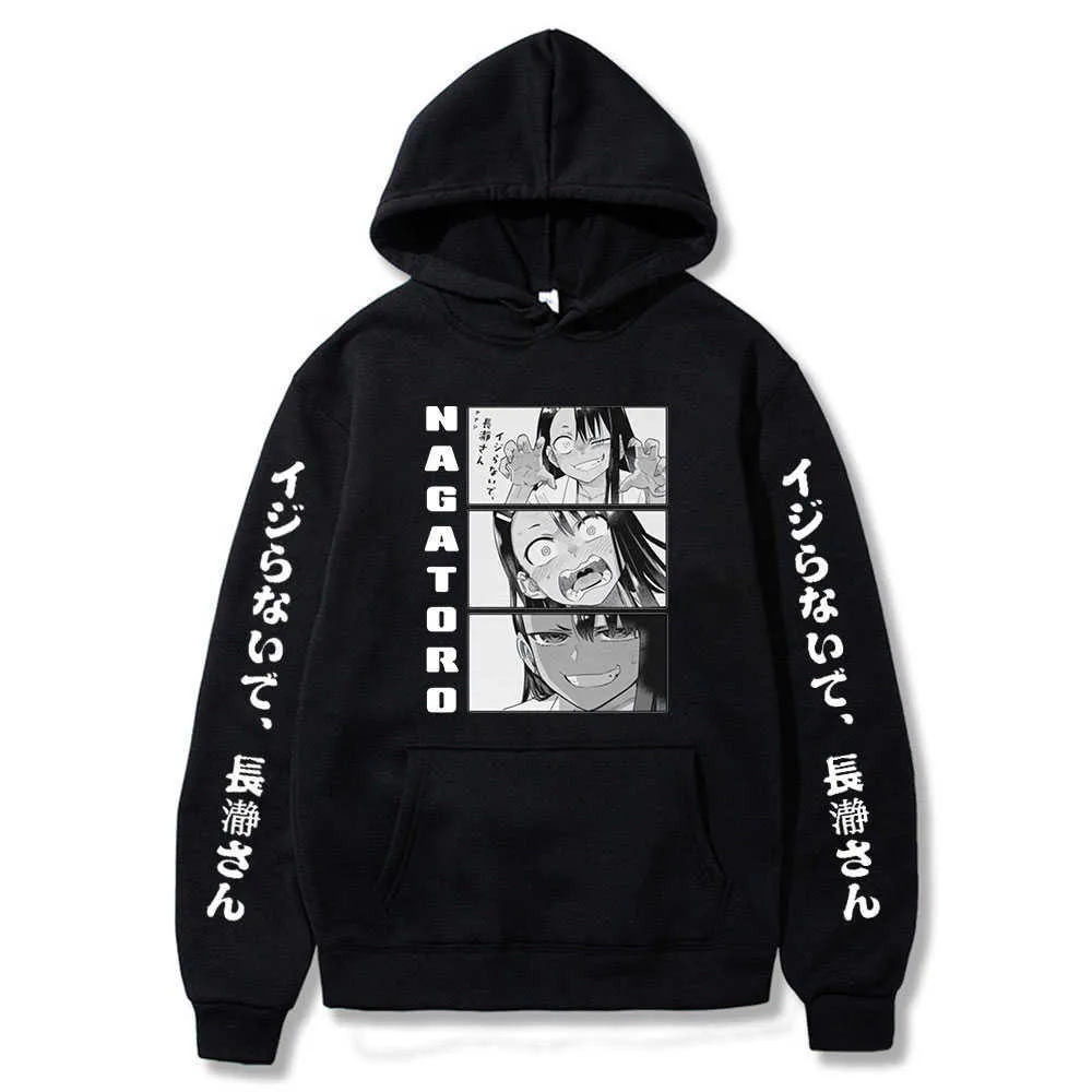 Anime Don't Toy With Me, Miss Nagatoro Hoodies Pullover Men Manga Funny Girl Nagatoro Harajuku Winter Long Sleeve Sweatshirt Top G1019