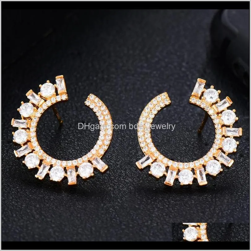 godki uique multicolor geometric cluster stud earrings for women wedding party fashion dubai bridal jewelry gift 2021