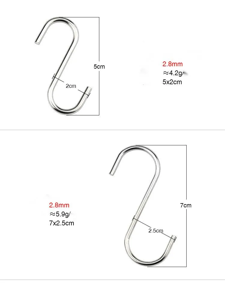 Versatile 2.8MM Stainless Steel S Hook For Daily Public Storage