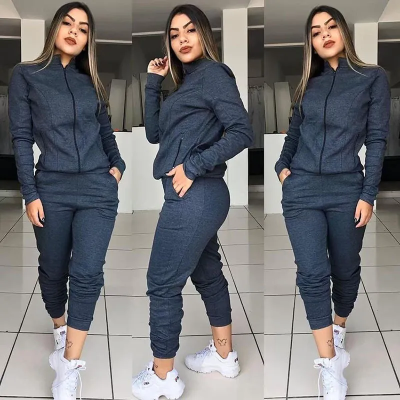 Fashion Women Sport Tracksuit Fleece Pullover Hooded Pants 2 Piece Woman Set Outfit Casual Womens Sweat Suits Sweatsuits Clothes Clothing