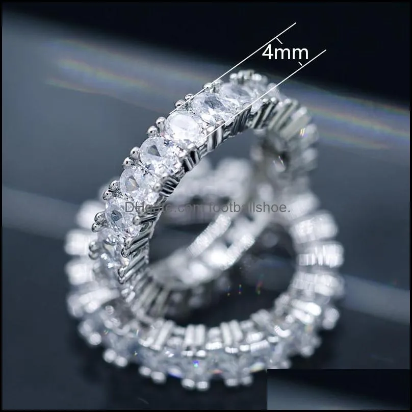 New White Gold Plated Clear CZ Zircon Rings For Women Girls Gifts Shining Crystal Wedding Engagement Ring