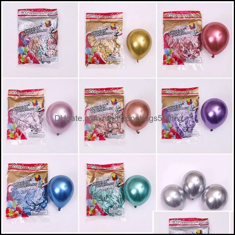 Party Decoration 50/100pcs 5/10/12inch Chrome Metallic Latex Balloons Globos Inflatable Helium Balloon Birthday Decor Ballon