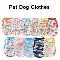 Dog Clothes Summer Dog Vest Cartoon Print Puppy Clothes Fashion Dog Outwears Casual Cotton Jacket For Pet Dogs Apparel