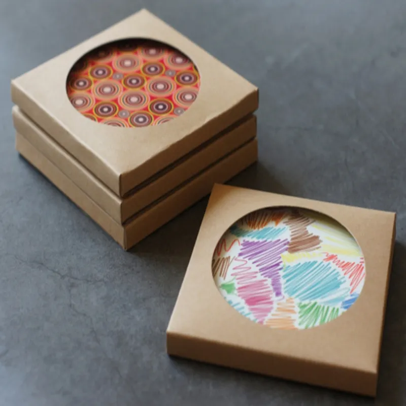 Empty Kraft Paper Coaster Packaging Boxes With Window... From ...