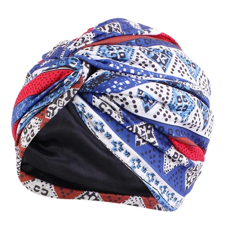 Beanie / Skull Caps Trendy Print Night Style College Faux Seda forro Sueño Bonnet Hat Quimioterapia Turban