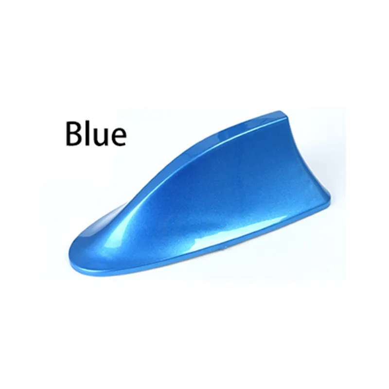 Universal Car Roof Blue Shark Fin Antenna Cover AM FM Radio Signal Aerial Adhesive Tape Base Fits Most Auto Cars SUV Truck