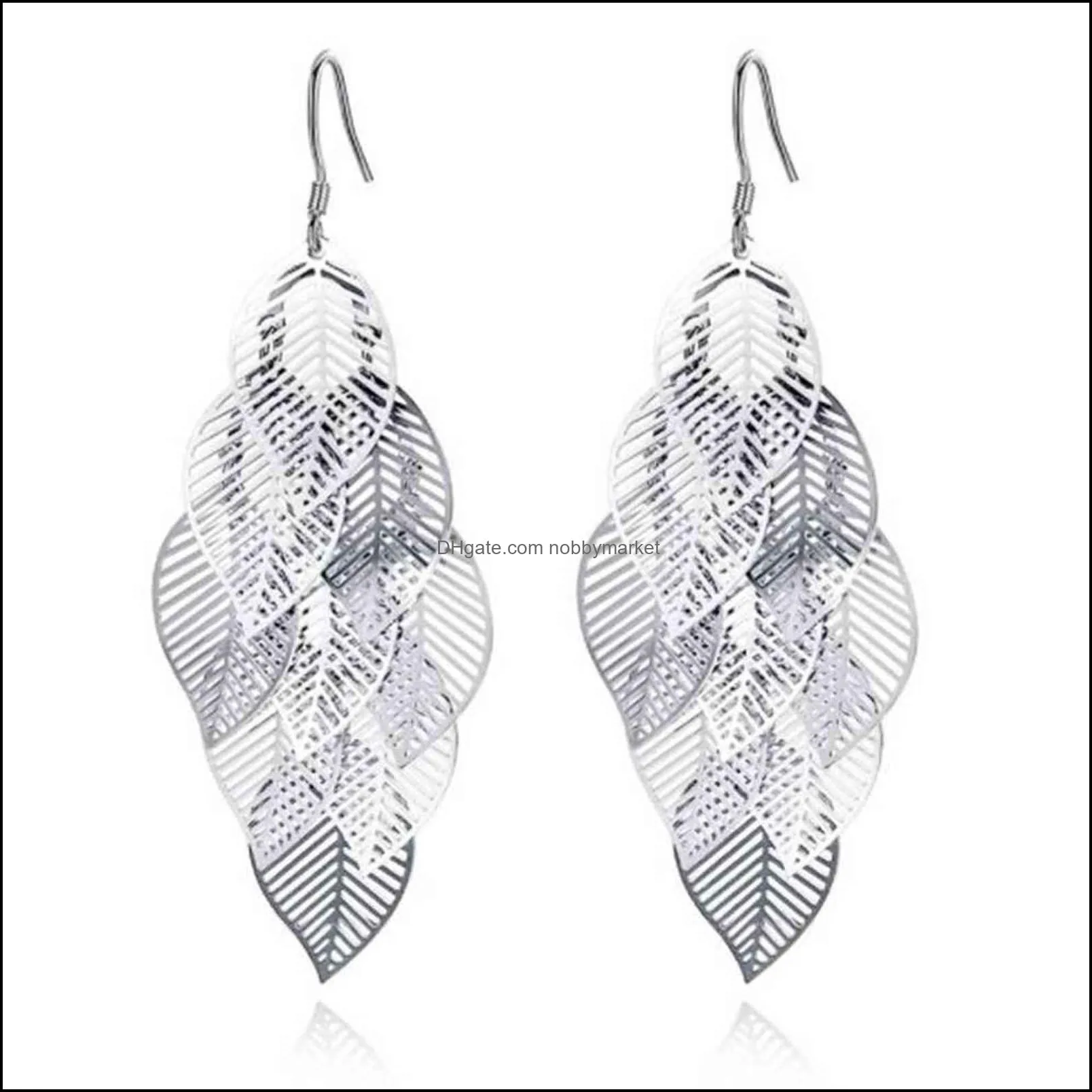 Nehzy 925 Sterling Silver Jewelry High Quality Fashion Woman Earring Retro Hollow Maple Leaf Exaggerated Long Tassel Hanging