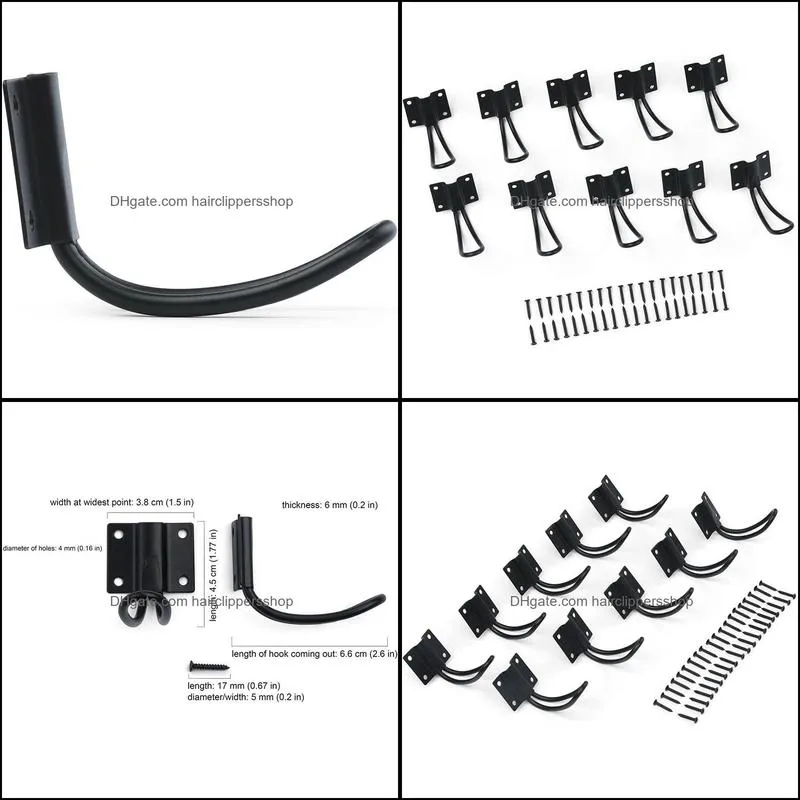 Robe Hooks 10Pack Rustic Entryway Of Black Wall Mounted Vintage Double Coat Hangers With Large Metal Screws Included