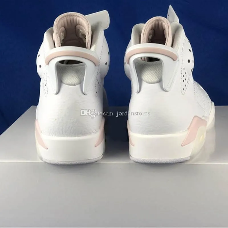 With Box Jumpman 6 Gold Hoops Basketball Shoes High Quality all-white upper gold accents outdoor trainers barely rose sneakers